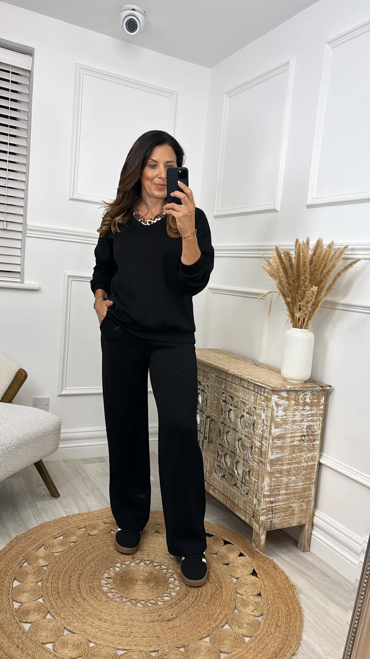 Vivien Black Leopard Trim Tracksuit - Image 3