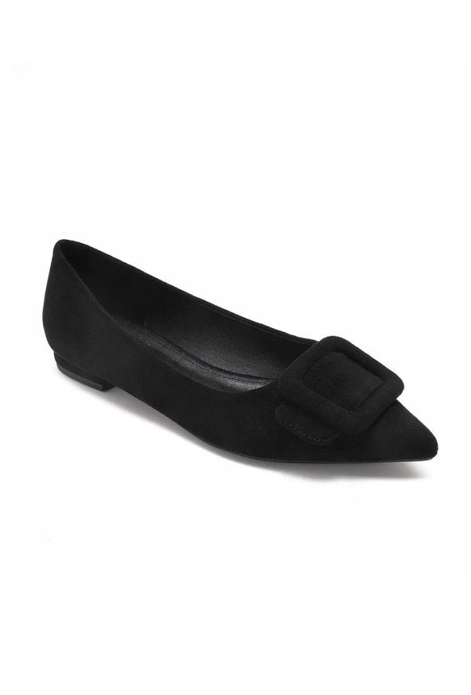 Whoopi Black Suede Buckle Pumps - Image 3