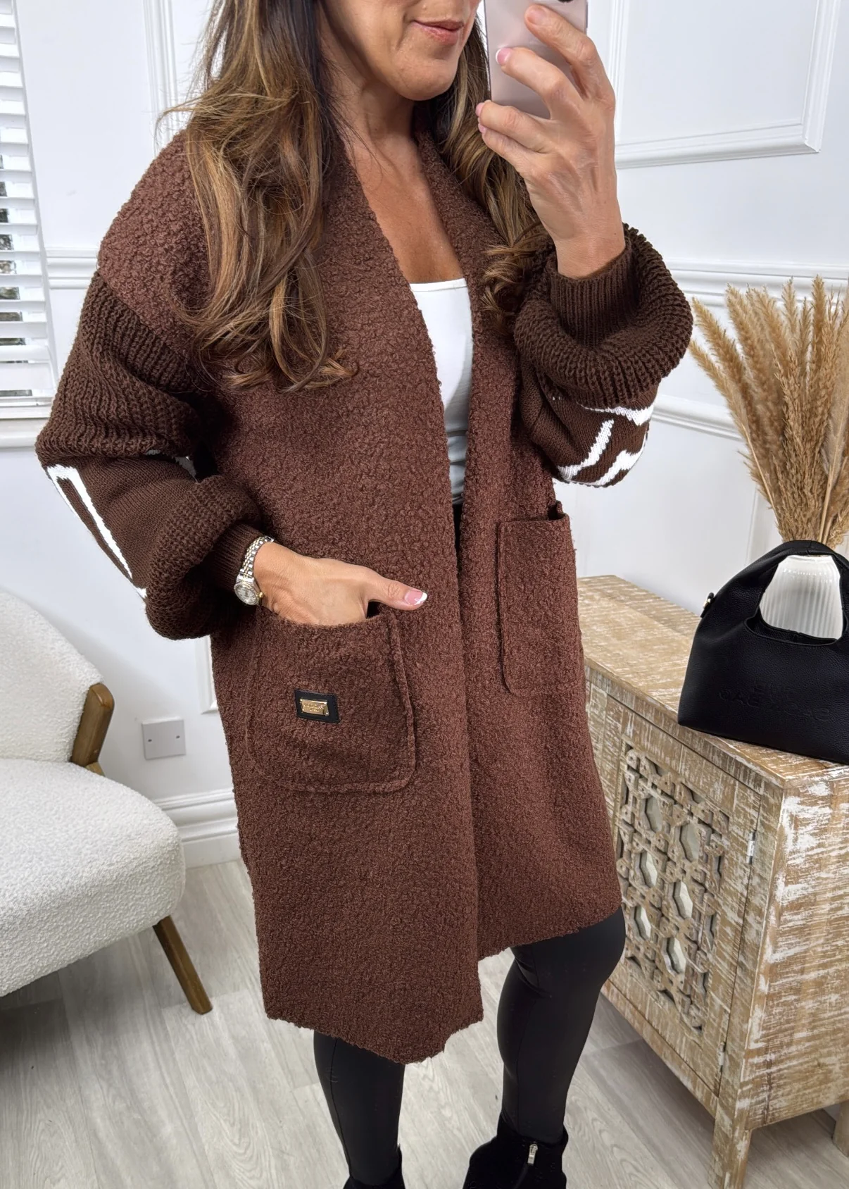 Yvonne Brown Heart Sleeve Coatigan - Image 4